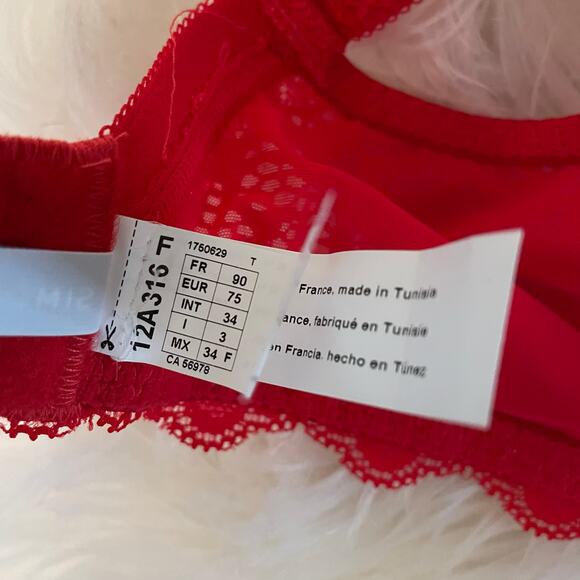 Simone Perele Caresse Spacer 3D T Shirt Bra Underwire Lightly Padded Red 34 F - Picture 10 of 14